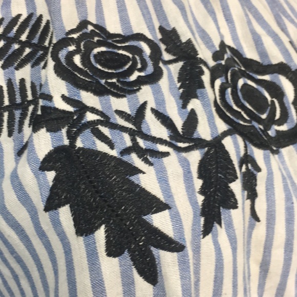 Vintage Blue & White Striped Embroidered Dress - Picture 3 of 11